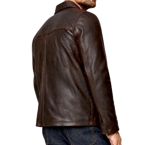 Image of Isaac & David Chicago Men's New Black /Brown Lambskin Leather Classic Open Bottom Jacket Motorcycle Vintage Racing Jacket