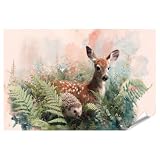 islandburner Premium Poster Zauberhaftes Reh und Igel 