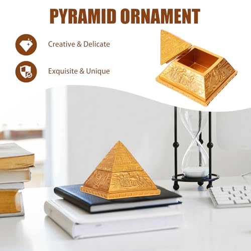 Ornement Pyramidal en Résine Dorée KICHOUSE - Décoration Table Bureau Maison Égyptienne - 4