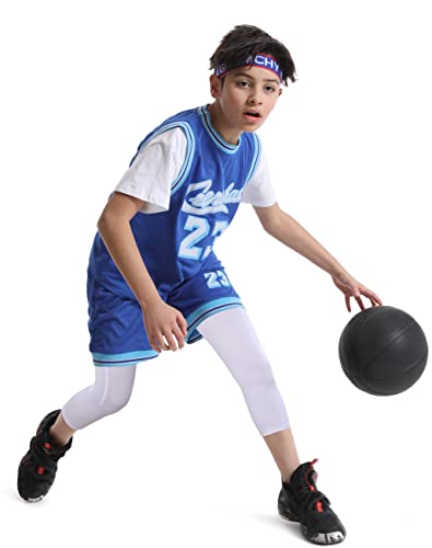 Roadbox 3/4 Boys' Compression Pants - Youth Kids Running Leggings Sports Tights for Football Basketball Baseball4