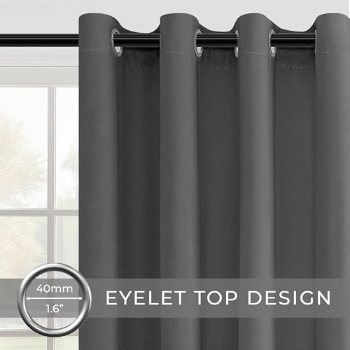 Image of Galaxy Home Decor Premium 100% True Blackout Eyelet Curtain for Long Door 8 Feet| Thermal Insulated Modern Plain Curtain for Living Room & Bedroom|Pack of 2, Grey