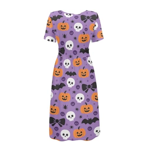Image of Women's Summer Dresses Short Sleeve Formal Dresses with Pockets