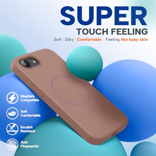 Image of Miracase Magnetic for iPhone 17e Case & iPhone 16e Case, [Soft Anti-Scratch Microfiber Lining], Compatible with MagSafe, Silicone Shockproof Protection Phone Case for iPhone 17e /16e, Chocolate