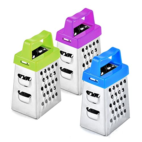 Obr Mini Cheese Grater, 4-Sided Box Graters For Kitchen Stainless Steel Ginger Grater Multifunctional Handheld Zester For Garlic Lemon And Spices (Pack Of 3) #TOP2