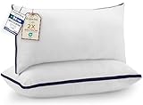 Utopia Bedding Cuscini Letto (Set di 2), 40 x 70 cm Guanciali Letto Coppia, Tessuto spazzolato con Fibra di Poliestere 3D, Morbida e Traspirante Cuscini (Blu Marino)