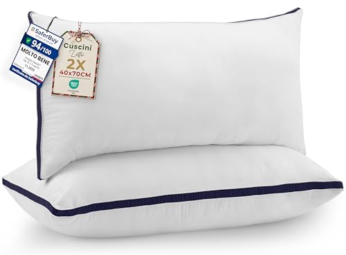 Utopia Bedding Cuscini Letto (Set di 2), 40 x 70 cm Guanciali Letto Coppia, Tessuto spazzolato con Fibra di Poliestere 3D, Morbida e Traspirante Cuscini (Blu Marino)