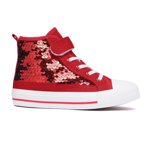 Zoroadke Kids Sparkle Sequins High Top Casual Adjustable Strap Canvas Shoes Girls and Boys Glitter Sneakers3