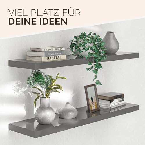 CASARIA Schweberegal 90cm, grau, 15 kg, verdeckte Wandhalterung – Ansicht 4