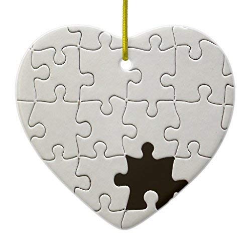 Mesllings Funny Christmas Ornaments One Missing Puzzle Piece Ceramic Ornament Heart Crafts Gift Xmas Decorations Tree Ornament
