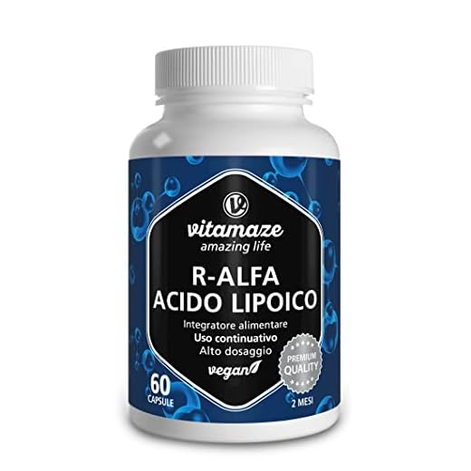 Acido Alfa Lipoico Capsule ad Alto Dosaggio, 200 mg per Capsula, Vegan, 60 Capsule per 2 Mesi, Forma Naturale di Acido Tiottico, Antiossidanti Integratore Alimentare senza Additivi Inutili