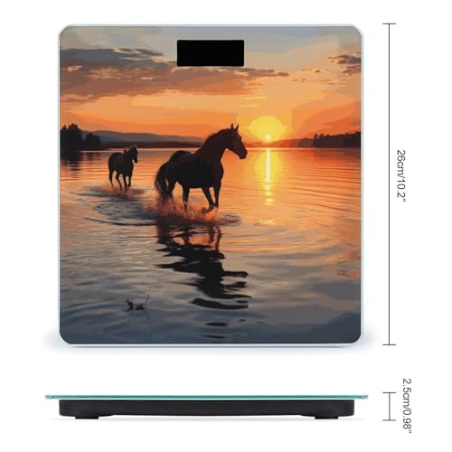 Báscula digital de baño Sunsets Lake Horses miniatura 2