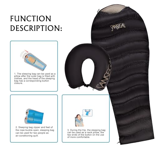 Bolsa de Dormir Ultraligera de Plumas para Mochileros para Adultos Camping y Senderismo con Poder de Relleno de 600 miniatura 2