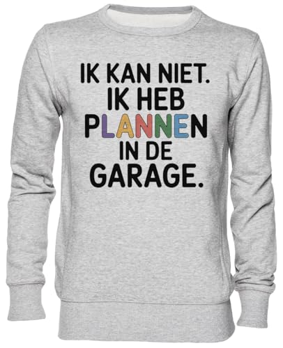 Sweat-shirt gris de garage imprimé IK Kan Niet pull jersey unisexe
