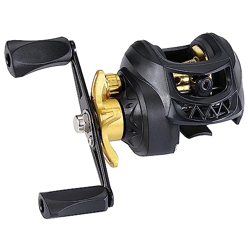Sougayilang Baitcasting Reels, Carretel de fundição suave com sistema de freio magnético Bright Color Baitcaster Reel - dourado - mão direita