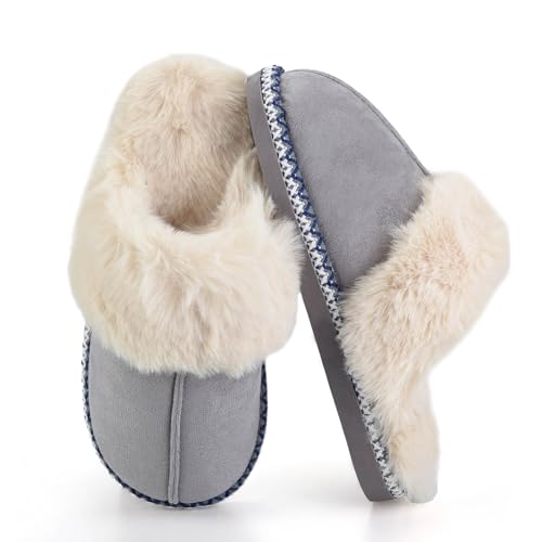 Women's Fuzzy Memory Foam Slippers Ultra Plush Warmth Memory-Foam Support