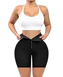 KEEPTO Tummy Control Shapewear Athletic Shorts for Women Corset Leggings High Waisted Workout Yoga Pants with Pockets