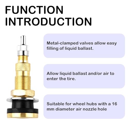 Image of TR618A Tubeless Air Liquid Tractor Valve Stem, Metal Heavy Duty Valve Stems Replacement for for Tubeless Tire Industrial Agricultural Wheels Tire Ballast (2pcs)