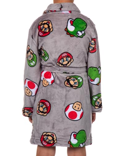 Nintendo Boys' Super Mario Yoshi and Super Mushroom Kids Plush Fleece Robe Pajama Lounge Bathrobe (8) - image 2