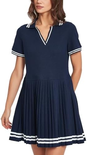 D-Sun Women's Tennis Golf Dress 2026 Athletic Contrast Stripes V ...