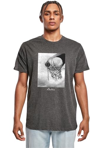 Mister Tee Herren T-Shirt Ballin 2.0 Tee, T-Shirt mit Fotoprint für Männer, Regular Fit, Streetwear, Charcoal, M