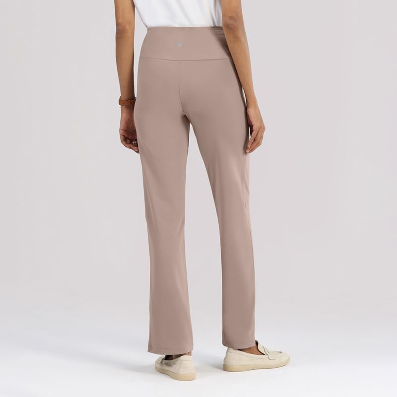 Image of BlissClub Women's Ultimate Straight Pants - Lite, High Waist Formal Trousers with Wide Waistband, Tall (for Women Above 5'5 ft)