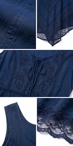 Image of Sakkas Sundara Stonewashed Rayon Embroidered Mid Length Dress