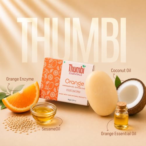 Image of Orange Bio-Enzyme Handmade Bathing Bar, Pack of 2 | Natural Citrus Soap, Coconut & Sesame Oil, Cold Process Herbal Soap, 100g Each