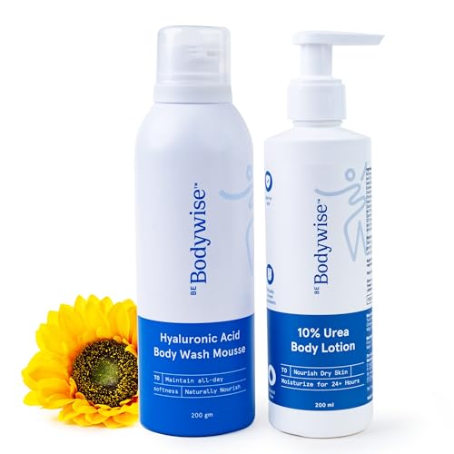 Image of Be Bodywise Advanced Moisturization Kit for Very Dry & Flaky Skin | With Hyaluronic Acid Body Wash Mousse & 10% Urea Body Lotion | Provides 2X Moisturization for Upto 72hrs | 400ml