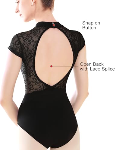 Phoeswan C11391222GMPH-ZK Ballet Leotards For Women, Black Dance Outfit Women, Black Lace Leotard For Teens Adult thumb #3