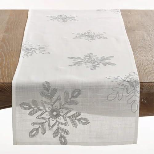 Fennco Styles Holiday Nivalis Collection Snowflake Design Decorative Table Runner 16
