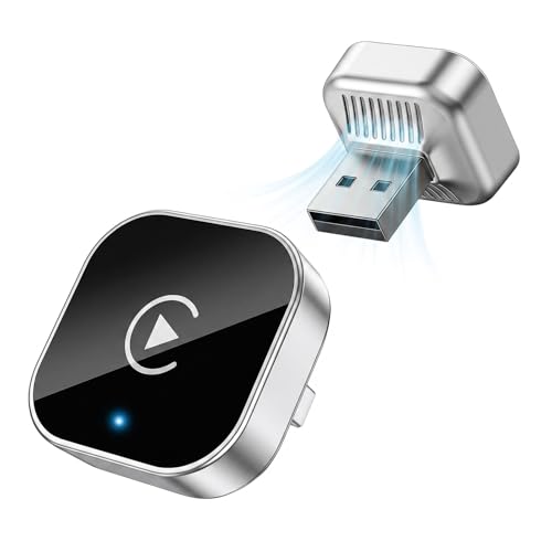 2026 Upgraded Wireless CarPlay Adapter - Fast Auto-Connect Stable Connection Mini Size Plug & Play Adapter for iPhone & Android Auto Compatible Cars
