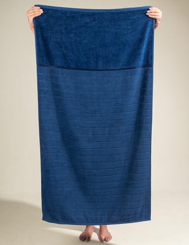 Image of DAMENSCH 100% Cotton Towel, Super Soft Towels for Bath Large Size, Ultra Absorbent, Quick Dry Towel for Women, Long Lasting Colours Towels for Bath Men-Nightfall Blue