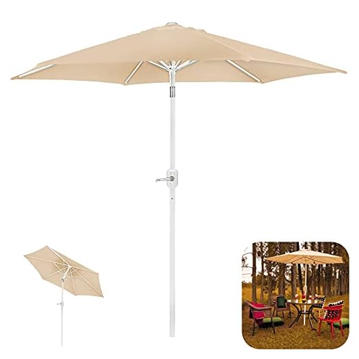 Ombrelone Guarda Sol 2,4M Aço Manivela Articulado Sombreiro Jardim Piscina - 009220 Mor - Bege