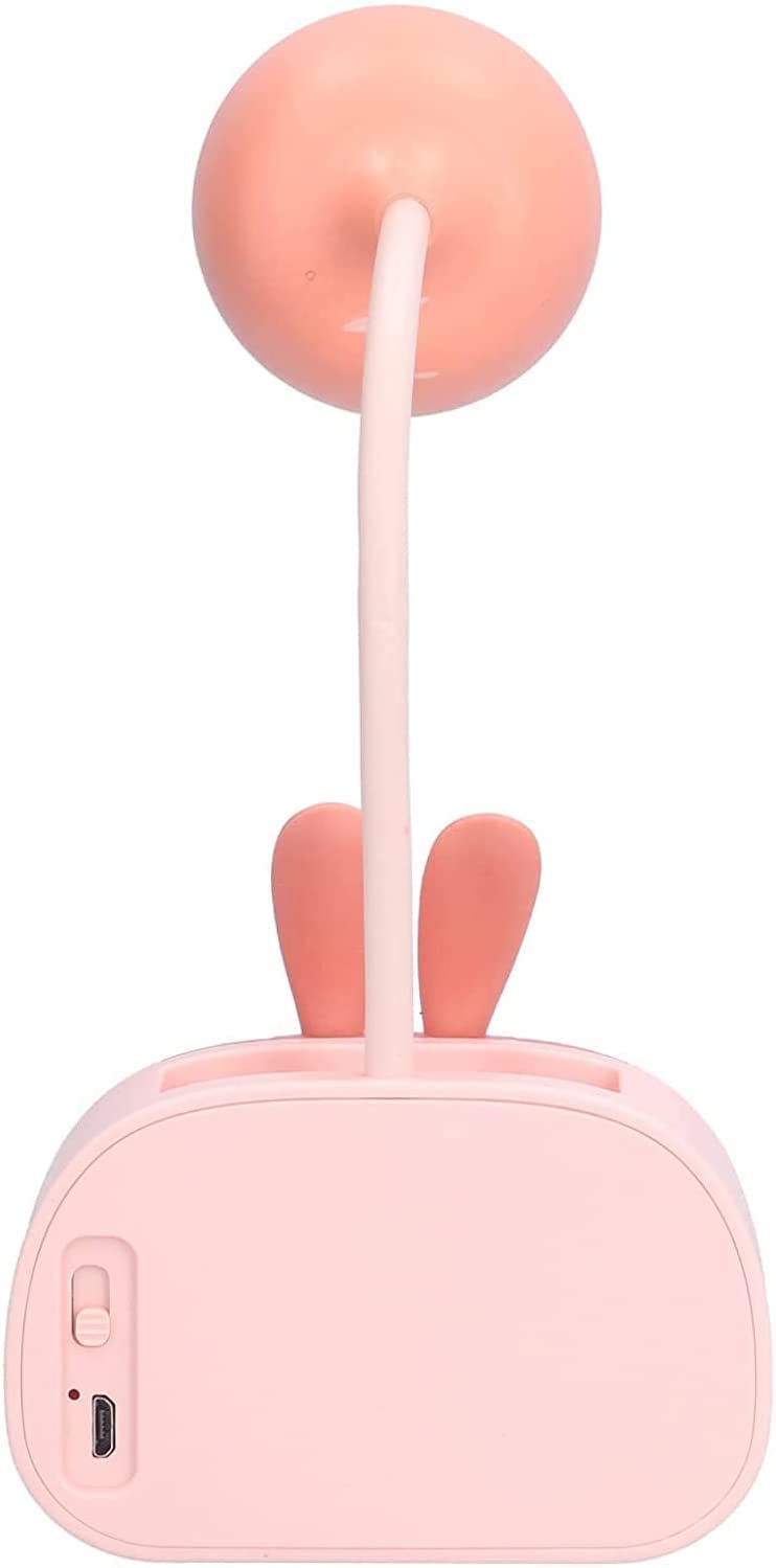 Lámpara Escritorio Lámpara De Escritorio LED Mesa Ajustable Encantadora, Carga USB Lindo con Sacapuntas para Hacer La Tarea Protección Ocular(Pink)