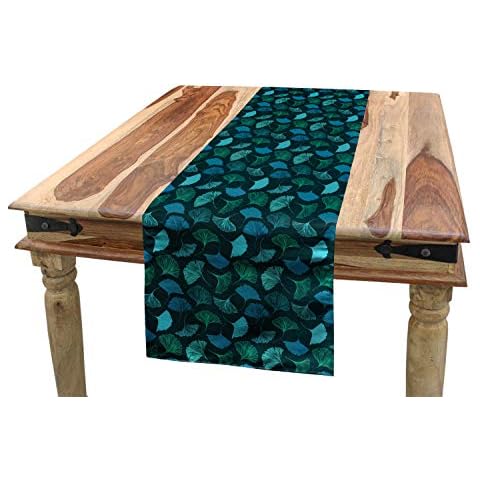 ABAKUHAUS Tropical Ginkgo Leaves Table Runner Cover