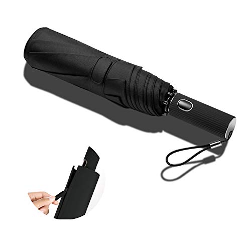 Preisvergleich Produktbild Galatée Taschenschirm Mini Regenschirm Windproof Sturmfest 8 Ribs Schnelltrocknendes hydrophobes Material Pocket Taschenschirm Auf-Zu Automatik leicht & kompakt (Schwarz)
