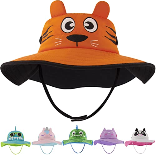 Addie & Tate Toddler Sun Hat For Kids Uv Protection Beach Bucket Hat For Girls & Boys Fishing Safari Play Hat (Tiger, 2-5 Years) #TOP23