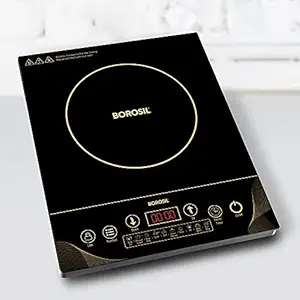 Borosil Smartkook-TC14 Electric Induction Cooktop, Glass Surface, Energy Saving, Flame-free Cooking, Black, 2000W