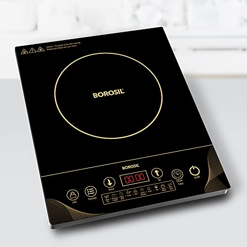 Image of Borosil Smartkook-TC14 Electric Induction Cooktop, Glass Surface, Energy Saving, Flame-free Cooking, Black, 2000W