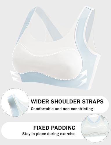 Happy Cherry Seamless Training Bra for Girls Racerback Comfort Sports Running Bra with Fixed Padding for Teens 8-142