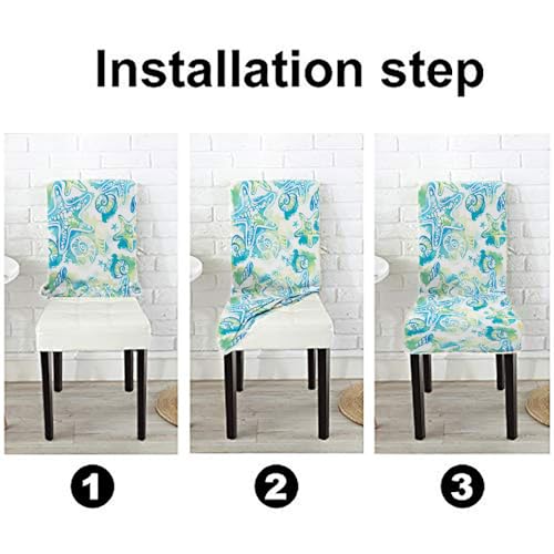 Musesh 1824052201006 Coastal Beach Chair Cover Seashells Abstract Marine Design Chair Covers Set Of 4 Stretch Removable Washable Slipcovers thumb #2