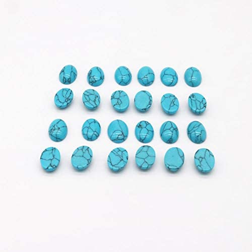 20Pcs Natural Stone Turquoise Cabochon Flatbacks Oval Gemstone Cabochons For Jewelry Making, 10 X 14Mm​ #TOP1