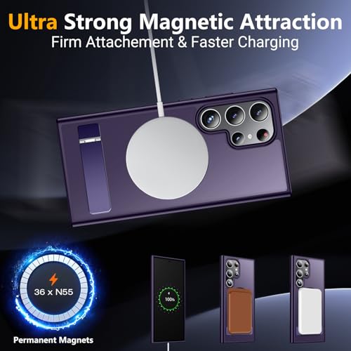 Image of SPIDERCASE Magnetic for Samsung Galaxy S24 Ultra Case, [3 Stand Ways][ Military Grade Drop Protection] with Invisible Stand Shockproof Slim Case for Samsung S24 Ultra 6.8 inch,Purple