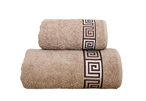 GRENO - Juego de Toallas (2 Unidades, algodón, 50 x 90 cm), Color Beige