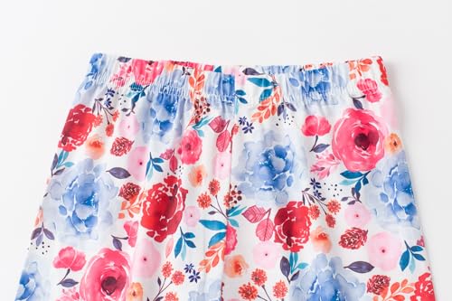 Image of Yekaty Girls Clothes Ruffle Shoulder High Low Hem Long Sleeve Top and Floral Pants 2 Piece Fall Outfits Clothing Set