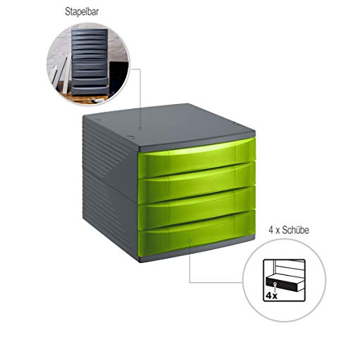 Rotho Quadra Cassettiera/scatola da ufficio con 4