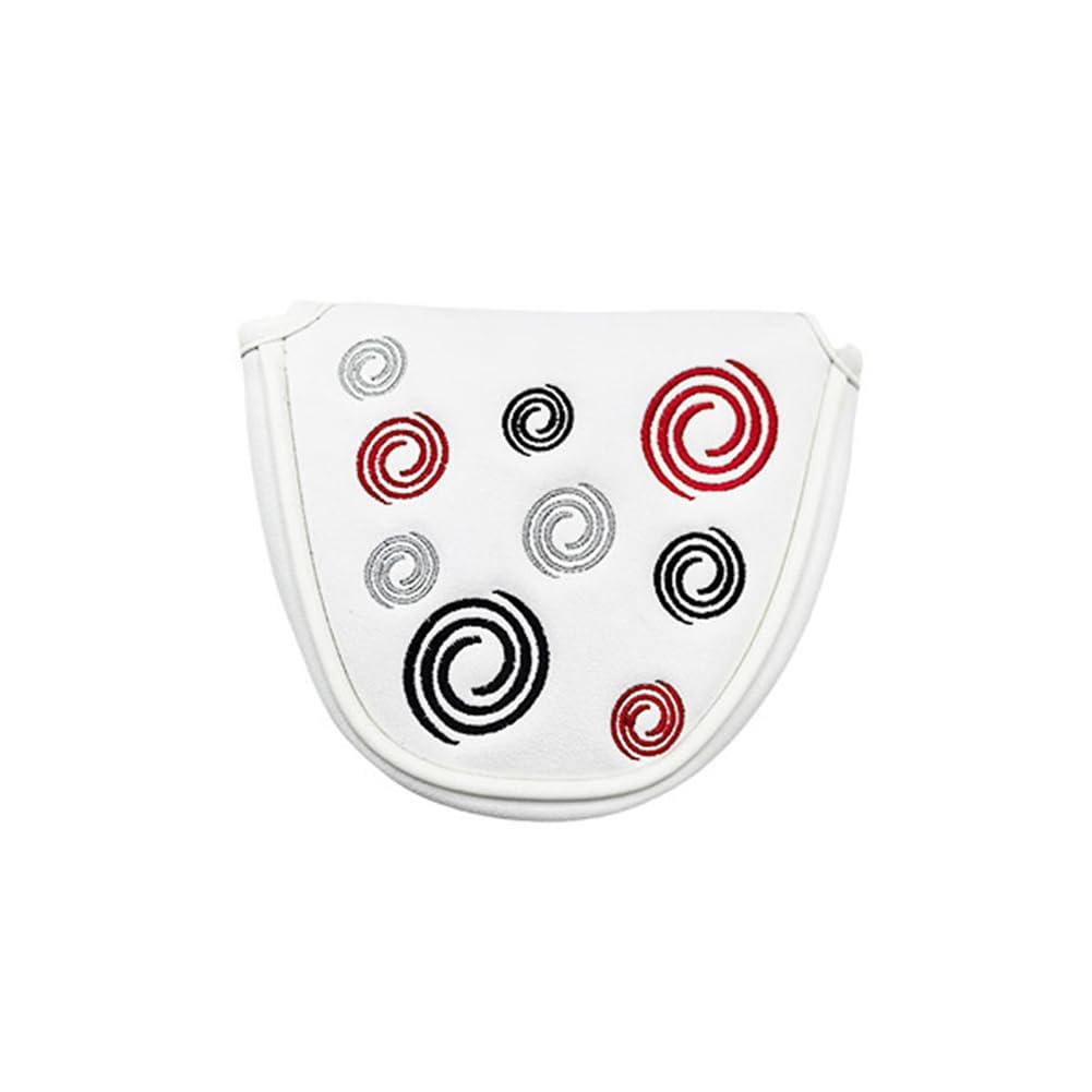 Waltonalice Golf Putter Cover, Golf Putter Headcover, Mallet Putter, Golf Headcover, Magnetic Closure, Accessories for Golf Activity, Semi-Circular Club Head (Plain White)