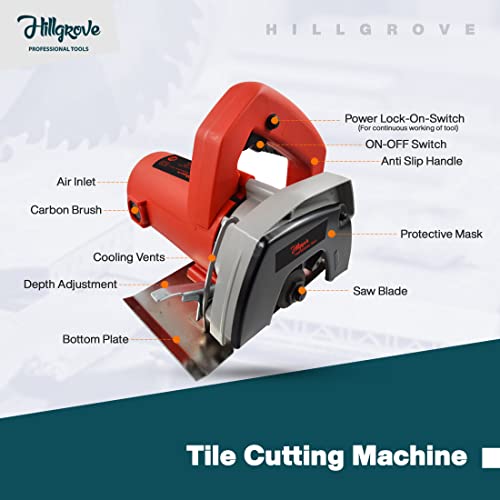 Image of Hillgrove Tile Wall Marble Tiles Wood Plywood Cutter Cutting Machine Electric 5 inch with Wheel (Red)