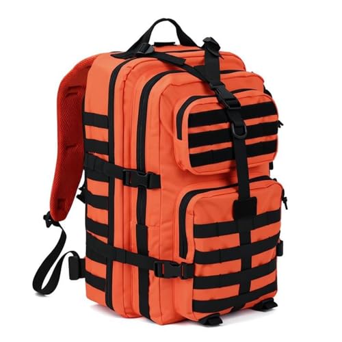 Image of REEBOW GEAR Military Tactical Backpack for Men Large Army 3 Day Assault Pack Molle Hiking Daypack Bag (Orange-black)