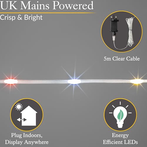 CHRISTOW Christmas Curtain Lights for Windows, 9 Star String Light Decoration, 325 Multi Coloured Micro LEDs, Indoor Outdoor Home Garden Xmas Lighting, Mains Powered with 5m Cable (H1.2m x W1.2m) - Image 3